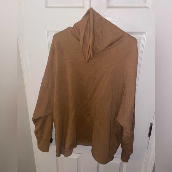 Aerie cowl neck sweatshirt in mustard. - Picture 5 of 6